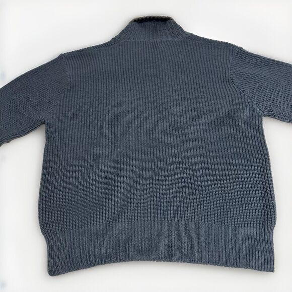 Vintage Wool Sweater Towne and King California Mens L V Neck Shawl Collar Blue - Picture 2 of 15